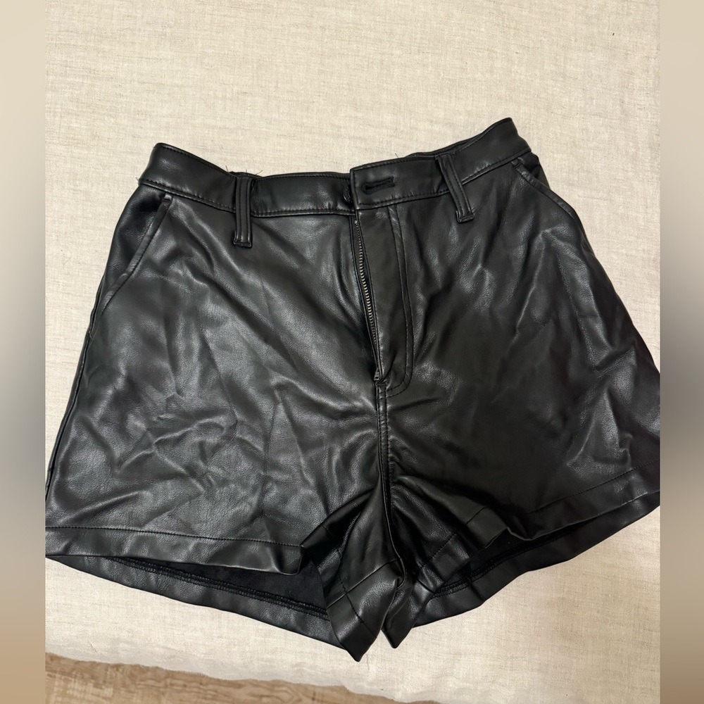 S black leather hollister shorts